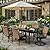 Andehomy 7-Piece Patio Dining Set for 6, Outdoor Dining Set with Wicker Swivel Patio Dining Chairs with Cushions & Black Rectangular Woodgrain Dining Table with 1.75”Umbrella Hole, Black & Brown