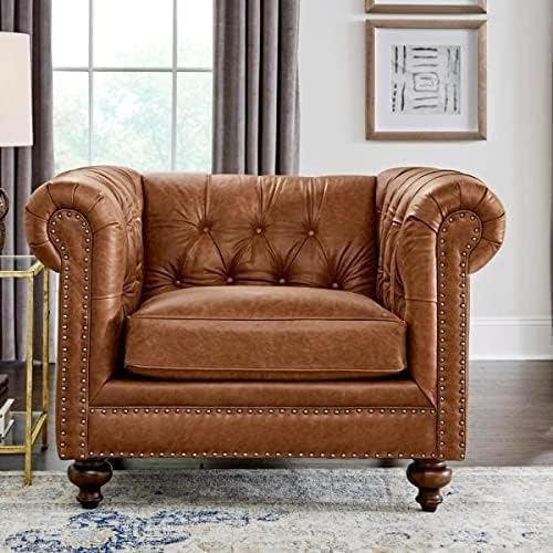 Image of 5 Seater Luxury Chesterfield Sofa Set | Velvet Upholstery | 3+1+1 Sofa for Living & Dining Room | 100% Solid Teak Wood Frame | Classic Tufted Design (Brown)