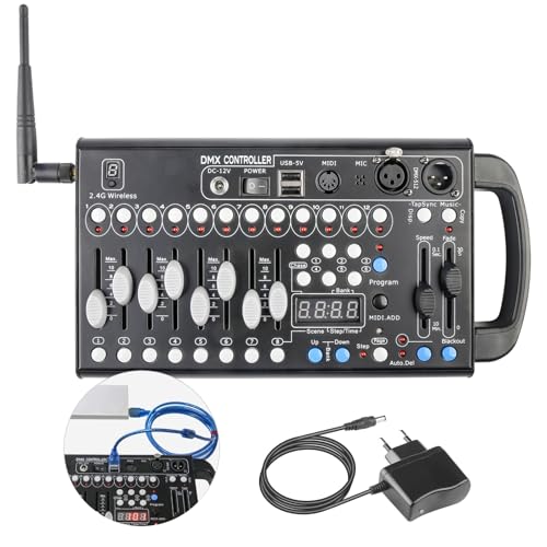 Dmx512 Controlador Dmx 512 2.4G Inalámbrico Mezcladores de iluminación 192 Canales, Mesa Luces Dmx Controller 512 Consola para Control Luz