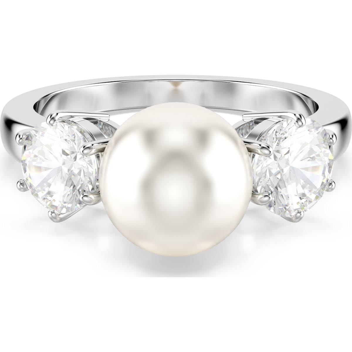 swarovski Matrix ring, Crystal pearl, Round cut, White, Rhodium plated, One Size, Crystal, Diamond-picture-16