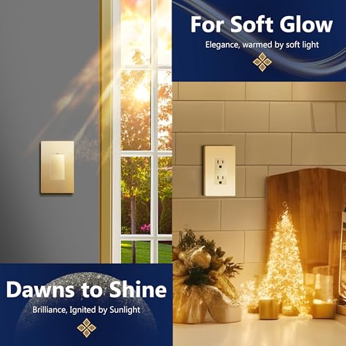 Image of LIDER Decorator Switch Cover, Screwless Wall Plate, Mid-Size 1-Gang 4.88 inch x 3.11 inch, LSWP-31M-GD, UL Listed, Thermoplastic, Matte Gold, 1-Pack