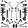 Detroit Axle - 16PC Front Strut Coil Spring, Rear Shock Absorber, Front Lower Control Arm w/Sway Bar, Inner Outer Tie Rod, Rack Boot Kit for 2009 2010 2011 2012 2013 2014 Nissan Maxima