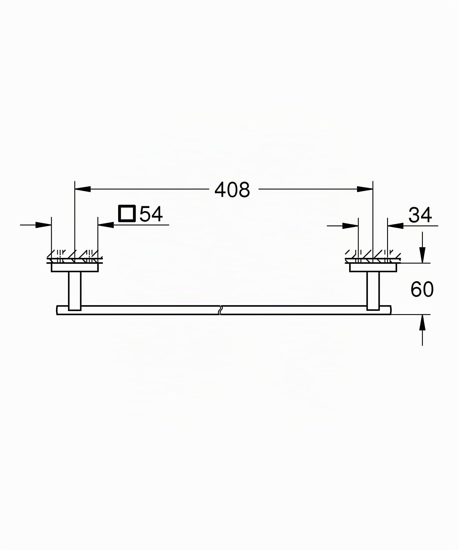 GROHE QUICKFIX Start Cube, Porta asciugamani, Installazione con vite o con colla, Cromo, 450mm, 40987000