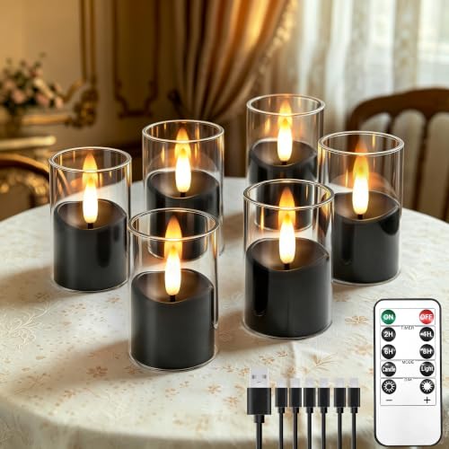 Image of Small Rechargeable Flameless Tea Lights Candles with Timer Remote