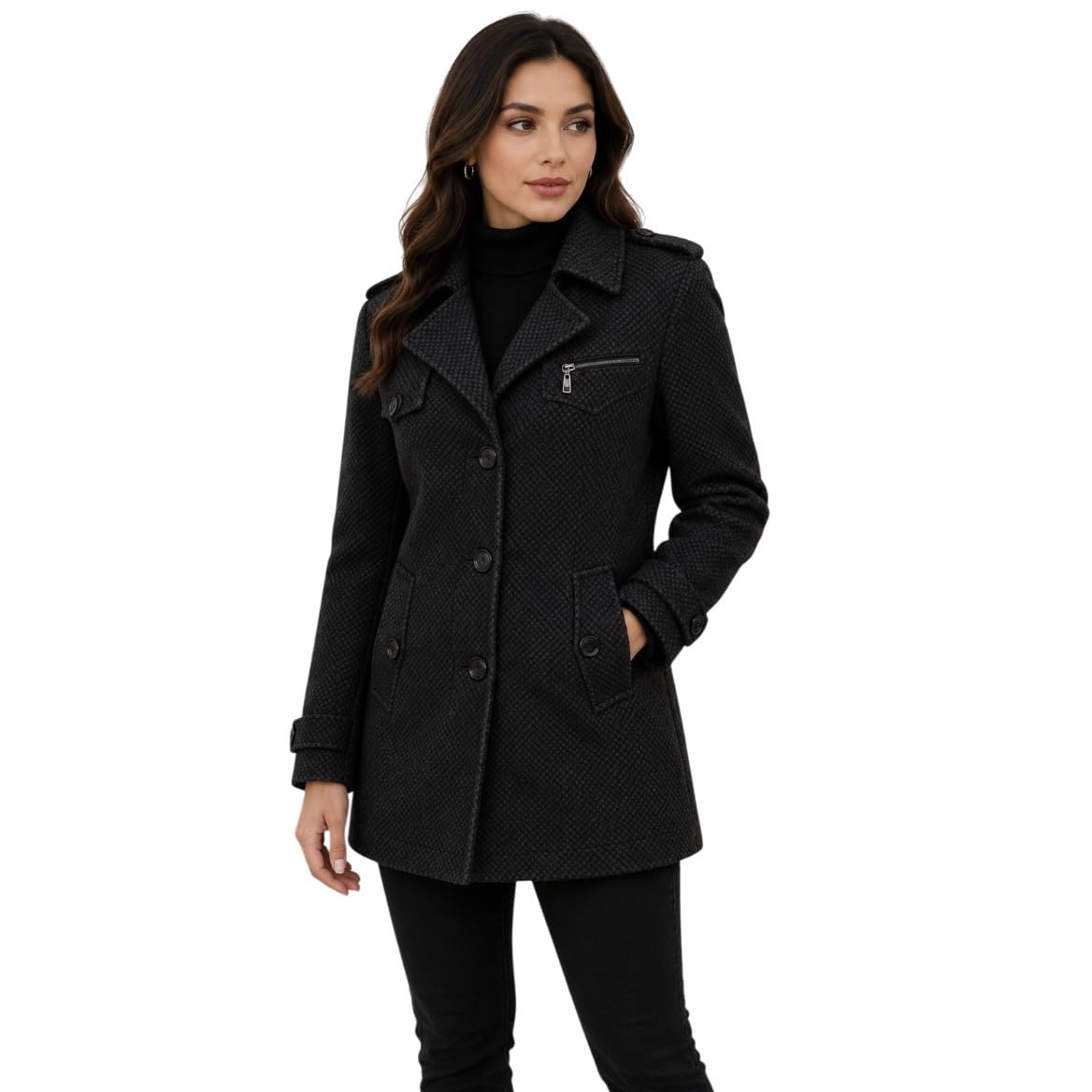 chandre Women's Wool Blend Winter Long Coat, Overcoat, Winter Jacket-picture-10