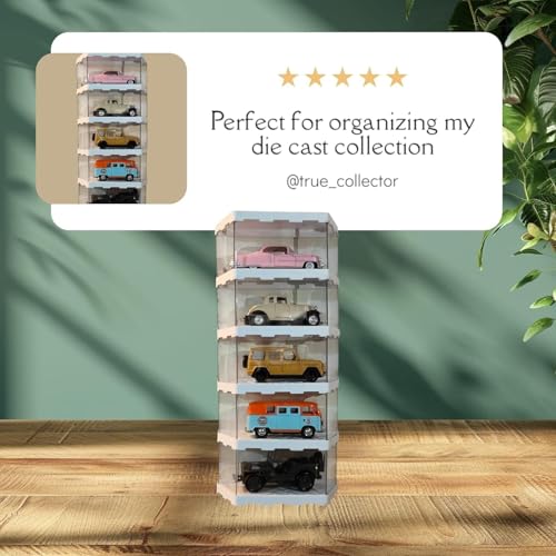 Image of Zebra Polymers Stackable Vertical Display Rack for Die Cast & Scale Models (1:43 /1:32 /1:34 /1:44) | Model Car Organizer & Collectible Display Rack for Hot Wheels, RC Models &