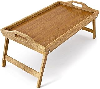 Lightweight Wooden Bamboo Serving Tray with Folding Legs