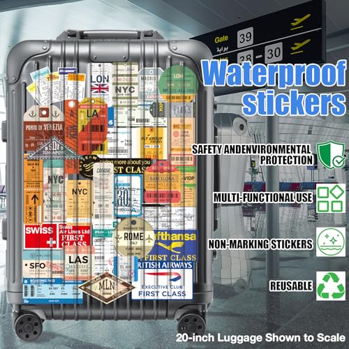Image of Travel Stickers Pack, Luggage Stickers for Suitcases,Water Bottles | 100Pcs Waterproof Decals for Notebook /Laptop /Car Bumper /Truck /Motorcycle,Travel Journal Sticker, Road Trip, Adventure Sticker