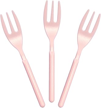 Heavy Duty Mini Plastic Forks, Disposable Small Forks for Appetizer Dessert Tasting, 4" 100-Pack Pink