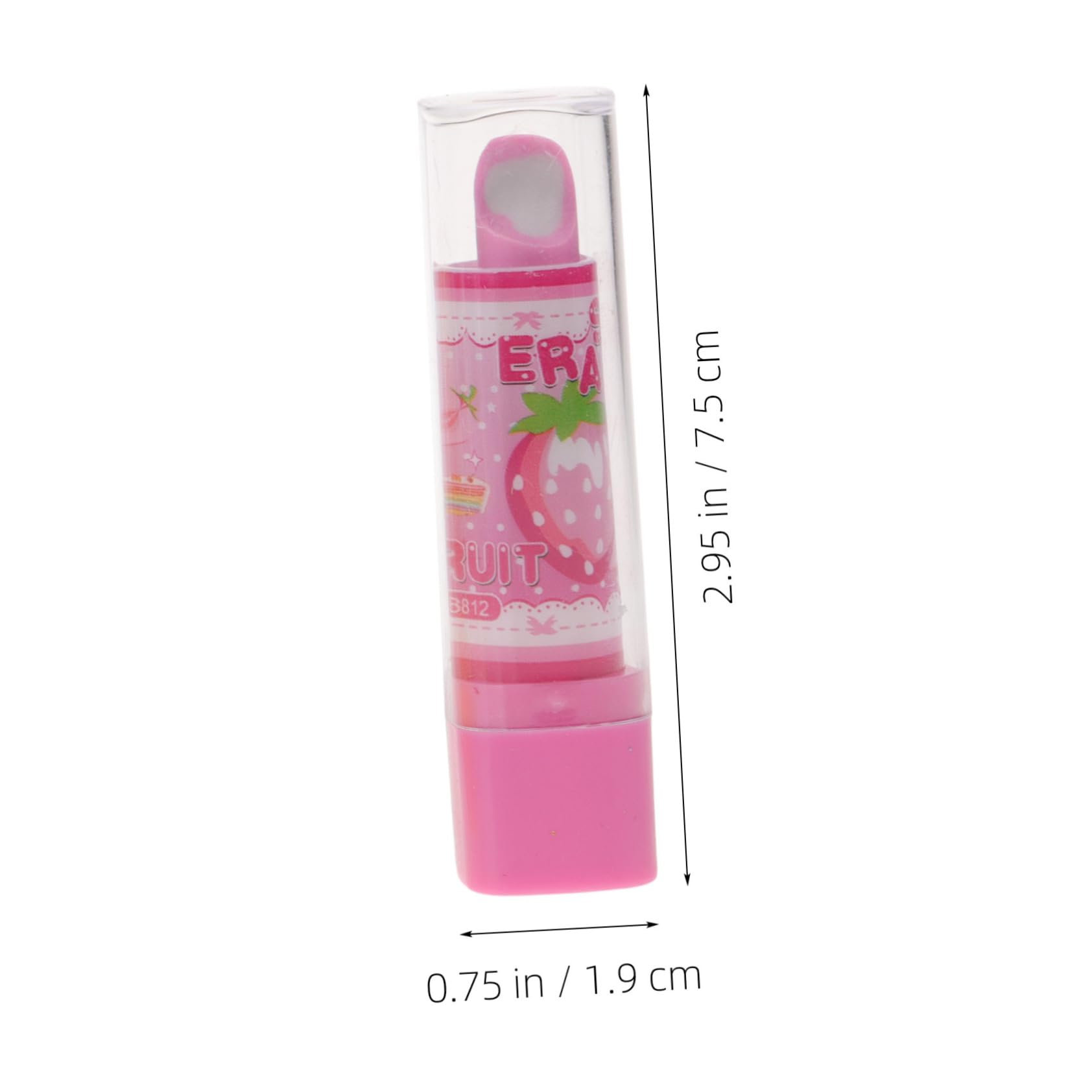ibasenice Lipstick Shape Erasers 3Pcs Creative Fruit Pattern Pencil Erasers Kids School Stationery Portable