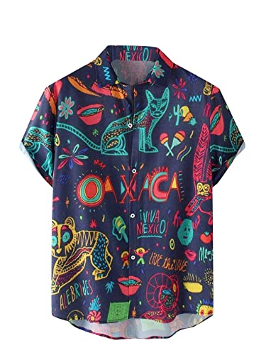 Image of LookMark Men's Cotton Blend Casual Printed Regular Fit Shirt