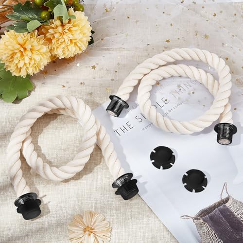 Image of GORGECRAFT 25.2 Inch Practical Rope Handle with Canvas Insert Handbag Strap Bag Braided Band Repair Replacements for Female Handbag Canvas Tote Purse Practical Accessories, Light Goldenrod Yellow