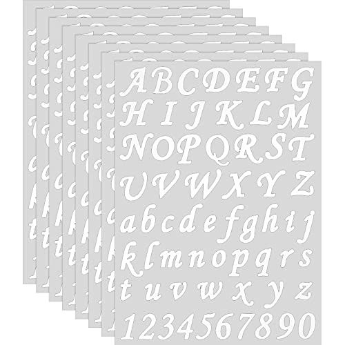 Spakon 8 Letter Stickers Sheets Vinyl Self Adhesive Alphabet Stickers DIY Crafts Letters Numbers Decals for Mailbox Signs Window Door Classroom Home Back to School Address Number(1 Inch White)