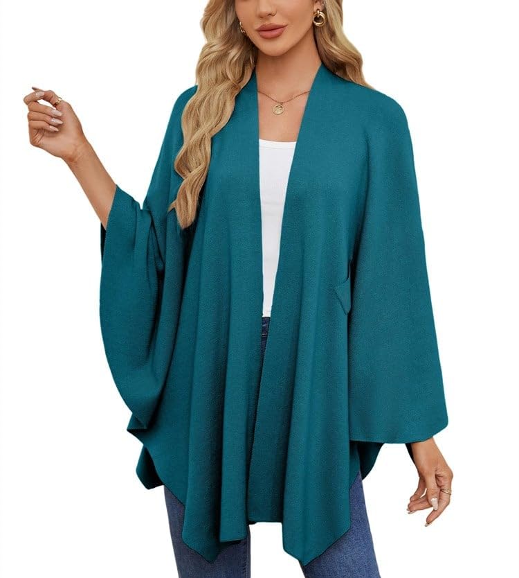 Consecutivte/Reservations/Reserivation Elegant Shawl Wraps Soft Open Front Poncho Sweater2