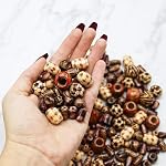 500 PCS Wooden Beads for Jewelry Making Adults, Painted Assorted African, Macrame Supplies, Craft Wood for Bracelets & Necklace, Large & Small Round Barrel Tubular