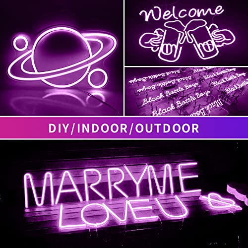 Image of LED Neon Lights Flexible Purple 16.4FT /5M 12V DC Waterproof Flexible LED NEON Light for Indoors Outdoors Decorm [Power Adapter Included]
