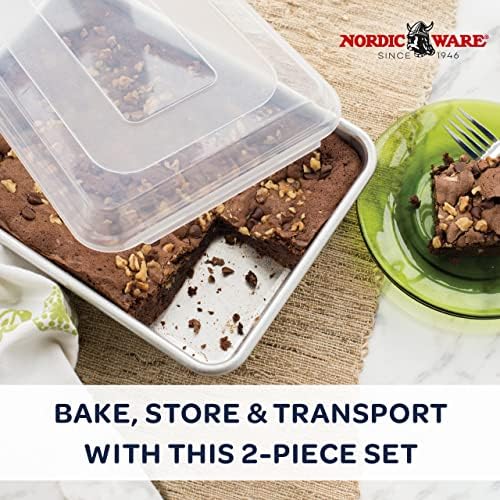 Nordic Ware Natural Aluminum Commercial Cake Pan with Lid, Rectangle Pan with Lid Silver, 9 x 13 - Thumbnail 2