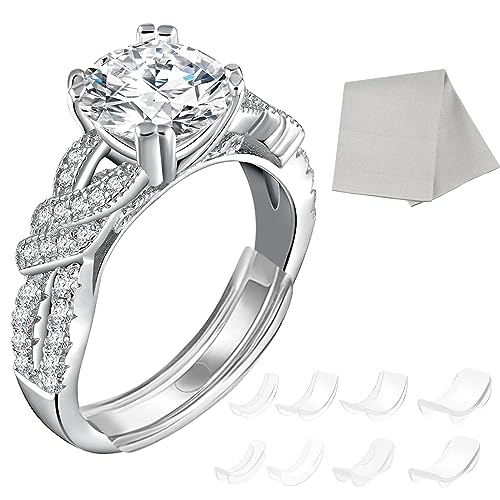 flintronic Invisible Ring Adjusters, Transparent Polishing Adjuster, Invisible Ring Size Spiral Adjusters Insert for Loose Rings Fit Any Rings with Polishing Cloth