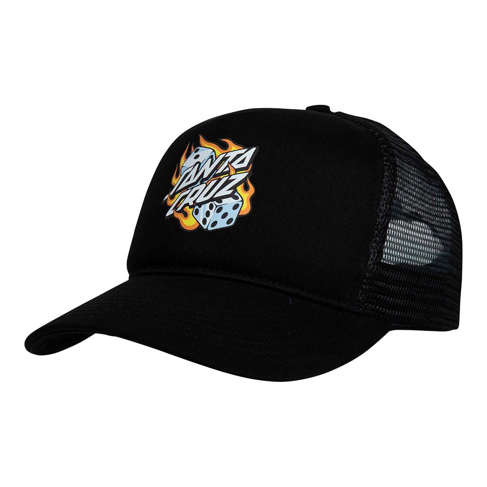 Santa Cruz Flaming Dice Dot Snapback Cap - Black
