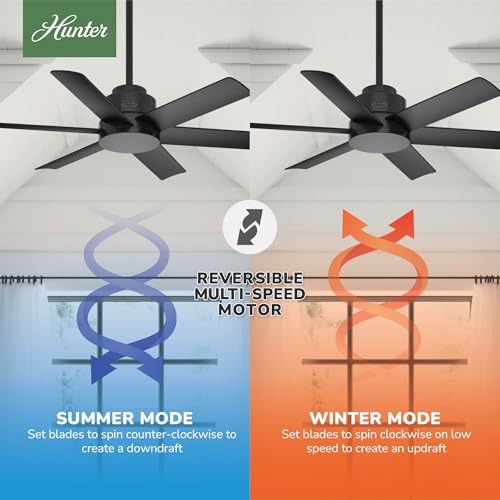 Image of Hunter Kennicott, Outdoor or Indoor, Ceiling Fan, 44 inch, Matte Black
