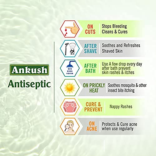 Image of Keya Seth Aromatherapy, Ankush Ayurvedic Antiseptic Liquid, No Burning Sensation for First Aid & Personal Hygiene, Enriched with Neem, Tulsi, Lavender & Rose Essential Oil 100ml (Pack of 6)