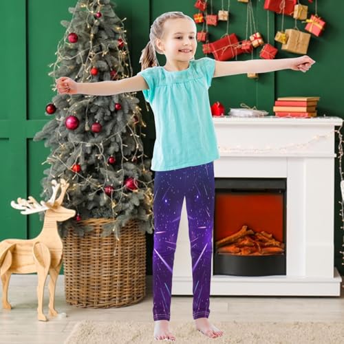 Girls' Leggings Space Nebula Star Dust Galaxy Ankle Length Printed Leggings Comfort Pants for Kids 4-10 Years3