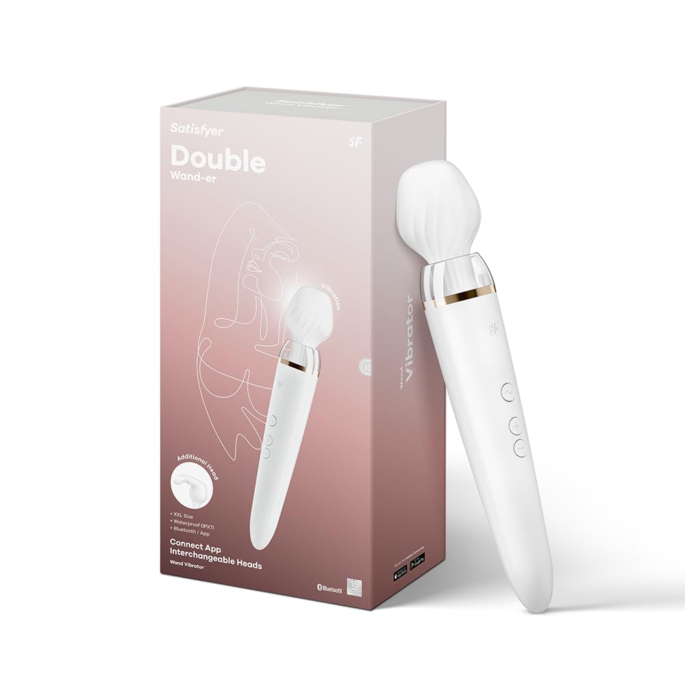 Satisfyer Double Wand-er Frau Connect App Massager XXL | Extra starker Vibrator mit App-Steuerung | Wasserdicht (IPX7) & aus Silikon | Körpermassage und erotische Stimulation | Sex-Spielzeug