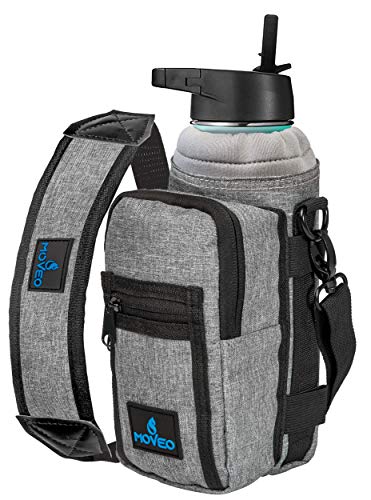 Water Bottle Holder Carrier - Bottle Cooler w/Adjustable Shoulder Strap and Front Pockets - Suitable for 16 oz to 25oz Bottles - Carry Protect & Insulate Your Bottle or Hydro Flask - Thumbnail 3