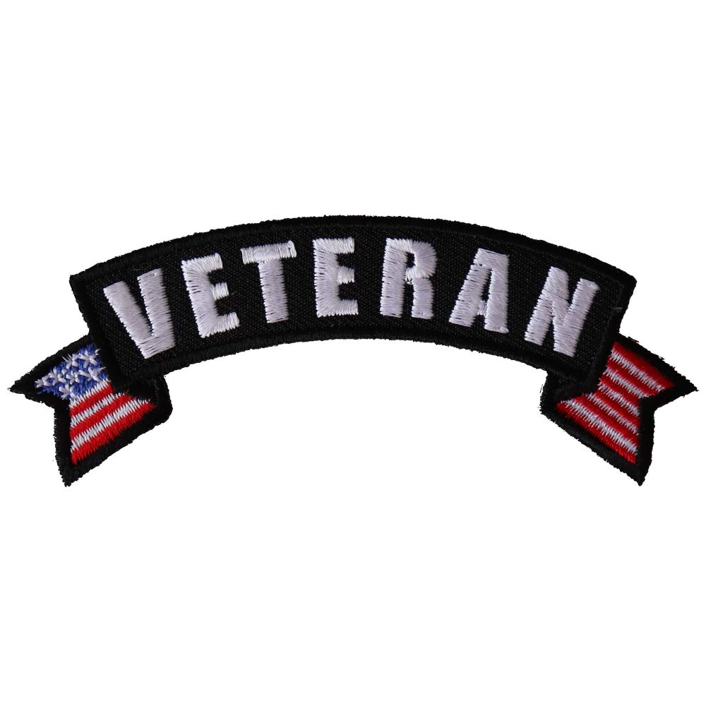 Upper Back Veteran Patch with American Flags, Military Vet Patches (P6440)