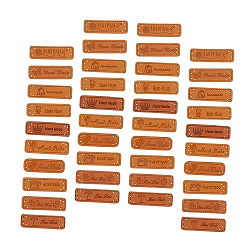 CIMAXIC 20 Piezas Botones Vintage Pu Etiquetas En Hechas a Mano Etiquetas Hechas a Mano Para Crochet Etiqueta De Artesanía De Ganchillo Decoraciones De Botones Perlas De Decoración