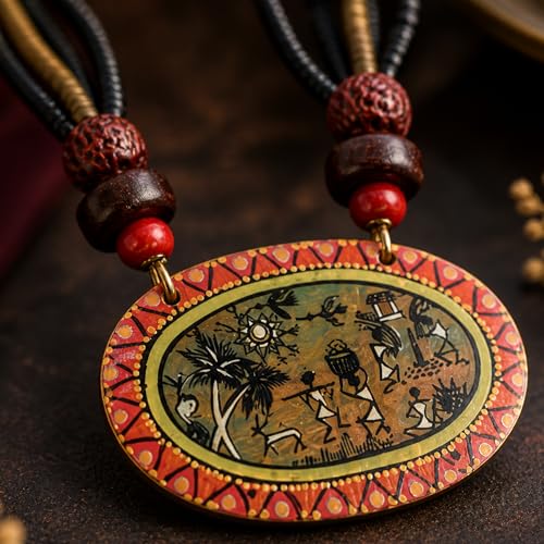 Image of AAKRITI ART CREATIONS Handcrafted Women's Jewelry Set - Elegant Ethnic Necklace and Earrings, Statement Fashion Accessories for Parties & Festivals