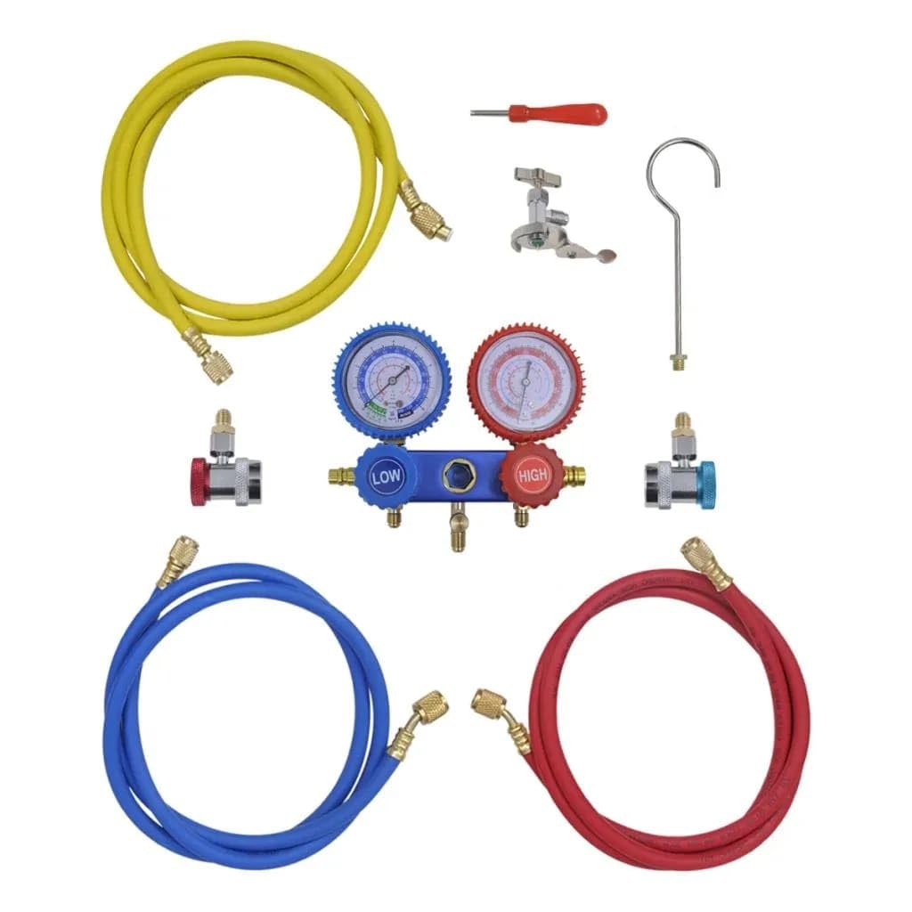 Vakuumpumpe 100 L/min 2-Wege-Verteiler Manometer für Klimaanlagen und Kältesysteme, professionelle Absaugpumpe mit Aluminiumgehäuse, Transportkoffer, geeignet für Auto- und Hausklimaanlagen