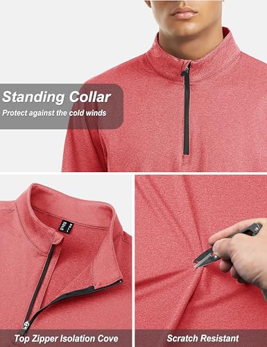 Image of TACVASEN Men's Sports Shirts 1 /4 Zip Long Sleeve Fleece Lined Running Workout Pullover Tops Sweatshirt