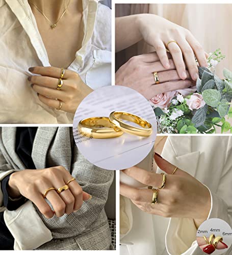 Funeia 14K Gold Band Ring For Women Men 2Mm 3Mm 4Mm 5Mm 6Mm 8Mm 10Mm Wedding Bands Gold Stacking Stackable Plain Statement Thumb Finger Ring Comfort Fit Size 5-11 #TOP6