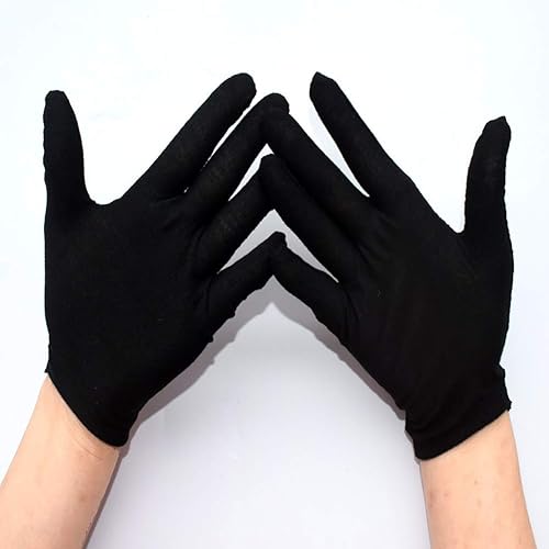 Miniatura 4 de 6 pares de guantes de algodón negros de trabajo, guantes de moneda, guantes de inspección de joyas para mujeres y hombres
