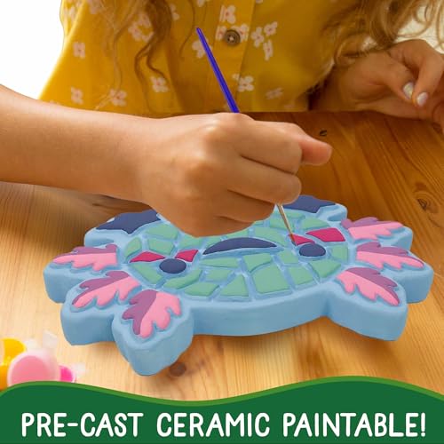 Image of Creative Roots Axolotl Stepping Stone Kit, 7-Inch Paintable Ceramic Stepping Stone, Includes 6 Acrylic Paints, Kids Crafts, Ages 8+