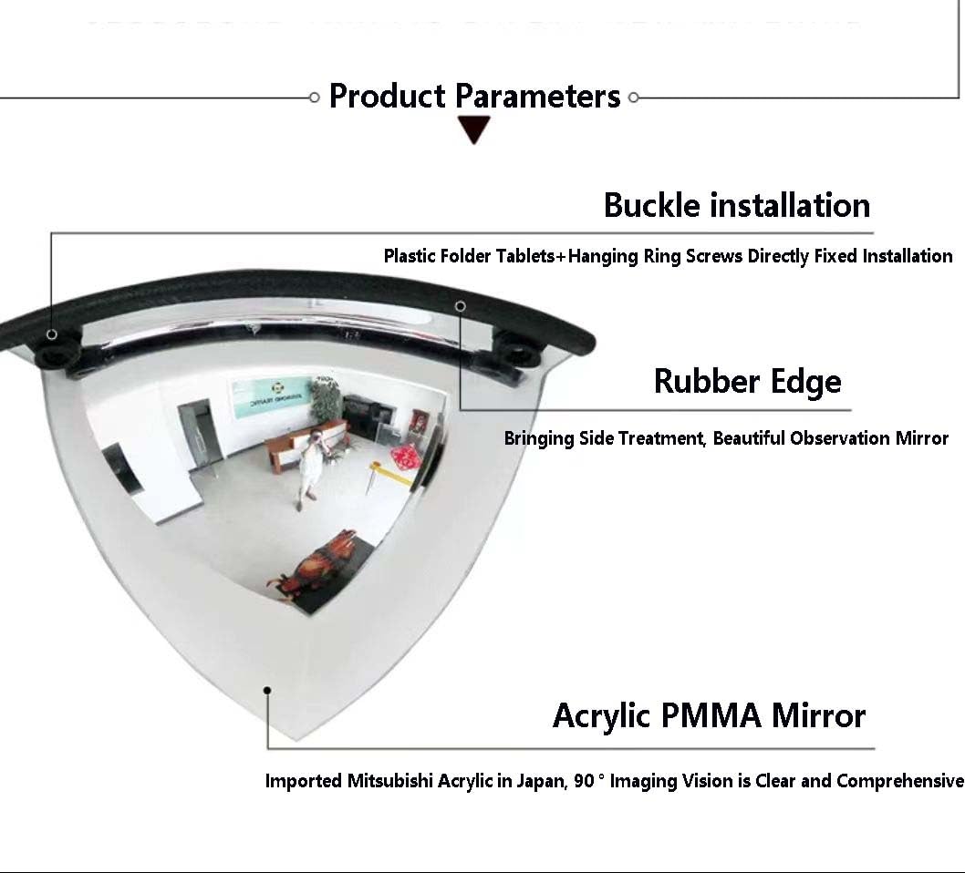 Miroir Sphérique, Miroir De Sécurité Intérieur, Miroir De Garage À Vue Large, Miroir Sphérique Acrylique, Miroir De Surveillance De Supermarché (Miroir Sphérique 1/8, Angle De Vision De 90 Degrés) (