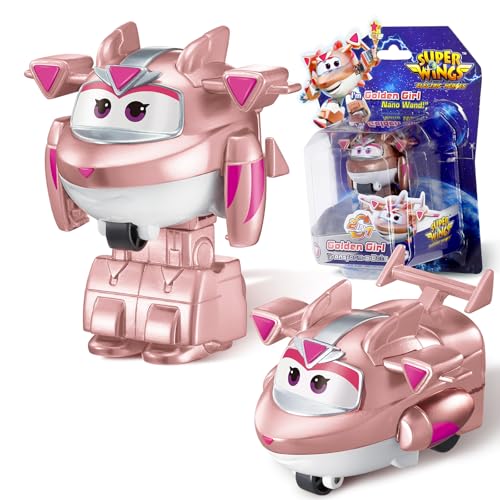 Super Wings Jouets Transforming Golden Girl Figures d'action 2 en 1, Jouet Robot Avion 5cm, Jouet Transformateur pour Garçons et Filles à partir de 3 Ans,...