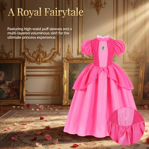 Disfraz princesa rosa para niñas 7-8 años con accesorios miniatura 3