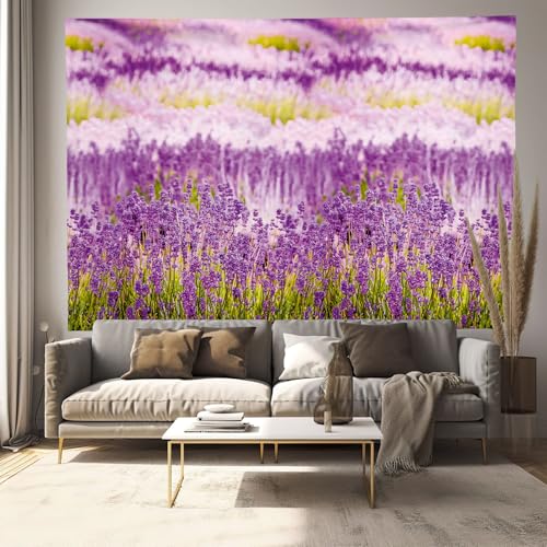 Tapiz de pared JRISEMECY con románticos campos de lavanda para llenar de calma su dormitorio