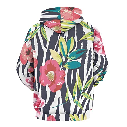 Sweat à Capuche fleurs en aquarelle UMENG Pull chaud manche longue et coupe confort