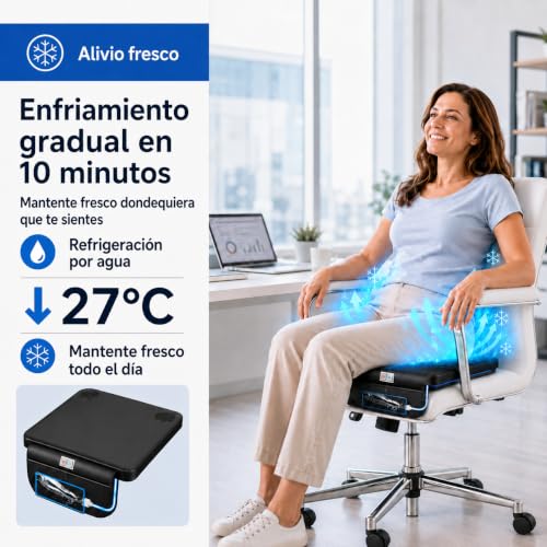 Water Cooling Seat Cushion for Car Seat & Office Chair, 3-Speed for Long Sitting, Truck Driver, Wheelchair, Travel & Stadium, USB & 12V/24V,Continuous Cooling to Around 80°F, Gift for Father, Dad — view 3