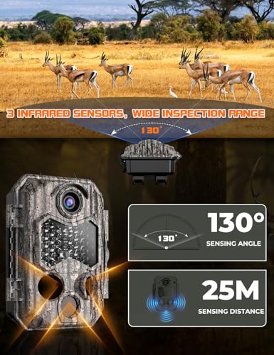 CamZeste Wildkamera mit Handyübertragung App, 84MP 4K WLAN Wildkamera mit 8 AA-Batterien, 130 ° Weitwinkel Wildtierkamera mit Bewegungsmelder Nachtsicht, 32GB Speicherkarte, IP66 Wasserdicht