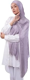 Tie Shop - Women - Satin Striped Kuwaiti Scarf - GY29LI350660004 - Size : 200 * 75 cm - Grey