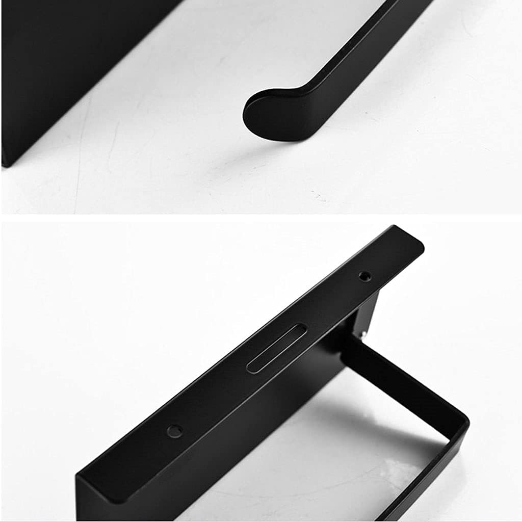 Tissue Roll Holder Toilet Paper Holder Black with Shelf, Space Aluminum Toilet Paper Holder Wall Mounted Tissue Roll Dispenser for Bathroom Bathroom Hardware
