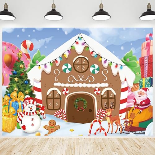 CRTPOD Christmas Backdrop Winter Gingerbread House Xmas