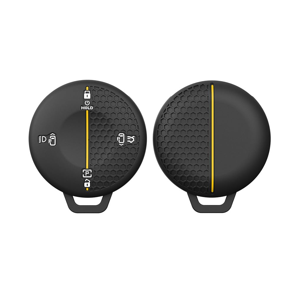 Keyzone® Silicone Key Cover Compatible for Tata Sierra ev | Harrier ev | Smart Key. (Black-Yellow)-image-19