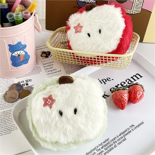 App1e Shape Coin Purse Cartoon Plush Bag Pendant Earphone Bag Lipstick Data Cable Storage Bag(Red)4