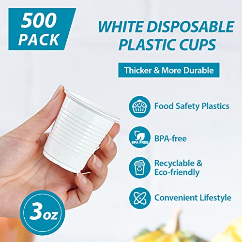 Lilymicky 500 Pack 3 Oz Disposable Plastic Cups, Bathroom Cups, 3 Ounce Plastic Mouthwash Cups, Small Jello Shot Cups For Tasting, Drinking And Party #TOP3