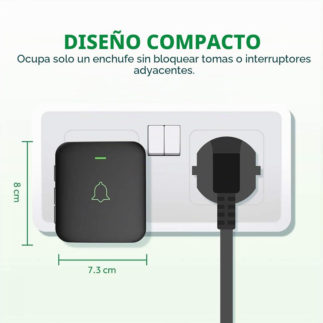 AVANTEK CB-11 - Timbre inalámbrico para puerta (300 m, 52 melodías en 5 niveles, con indicador LED, receptor enchufable y fácil de enchufar en el enchufe)…